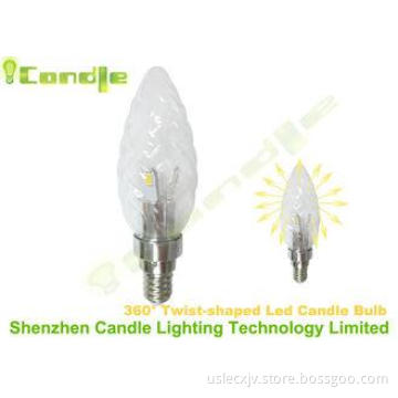 Twist Clear Shaped Glass High Lumen Led Bulb E14 3w 280lms